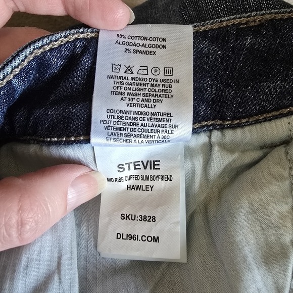 DL1961 Stevie Mid Rise Cuffed Slim Boyfriend Distressed jeans in Hawley size 32 - Picture 12 of 13